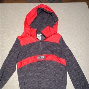 Pink Hooded Sweatshirt-Quarter Zip